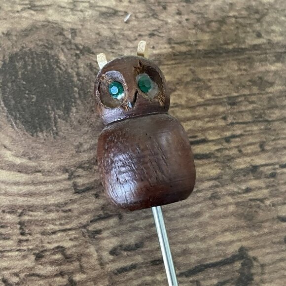 Vintage Danish MCM Teak Wood Handle Cocktail Picks Forks Set of 6 Cat Mouse Owl - Picture 8 of 8